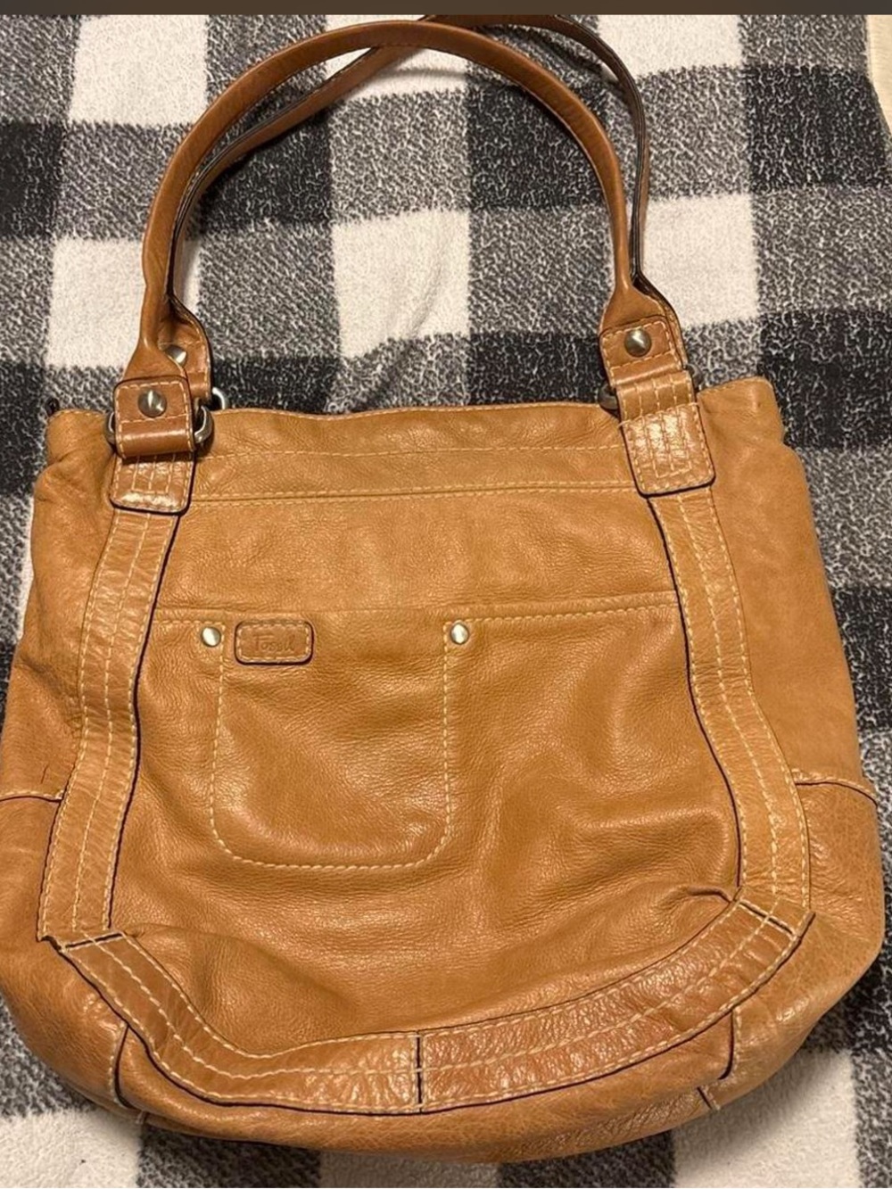 Fossil Tan Leather Hobo Shoulder Bag